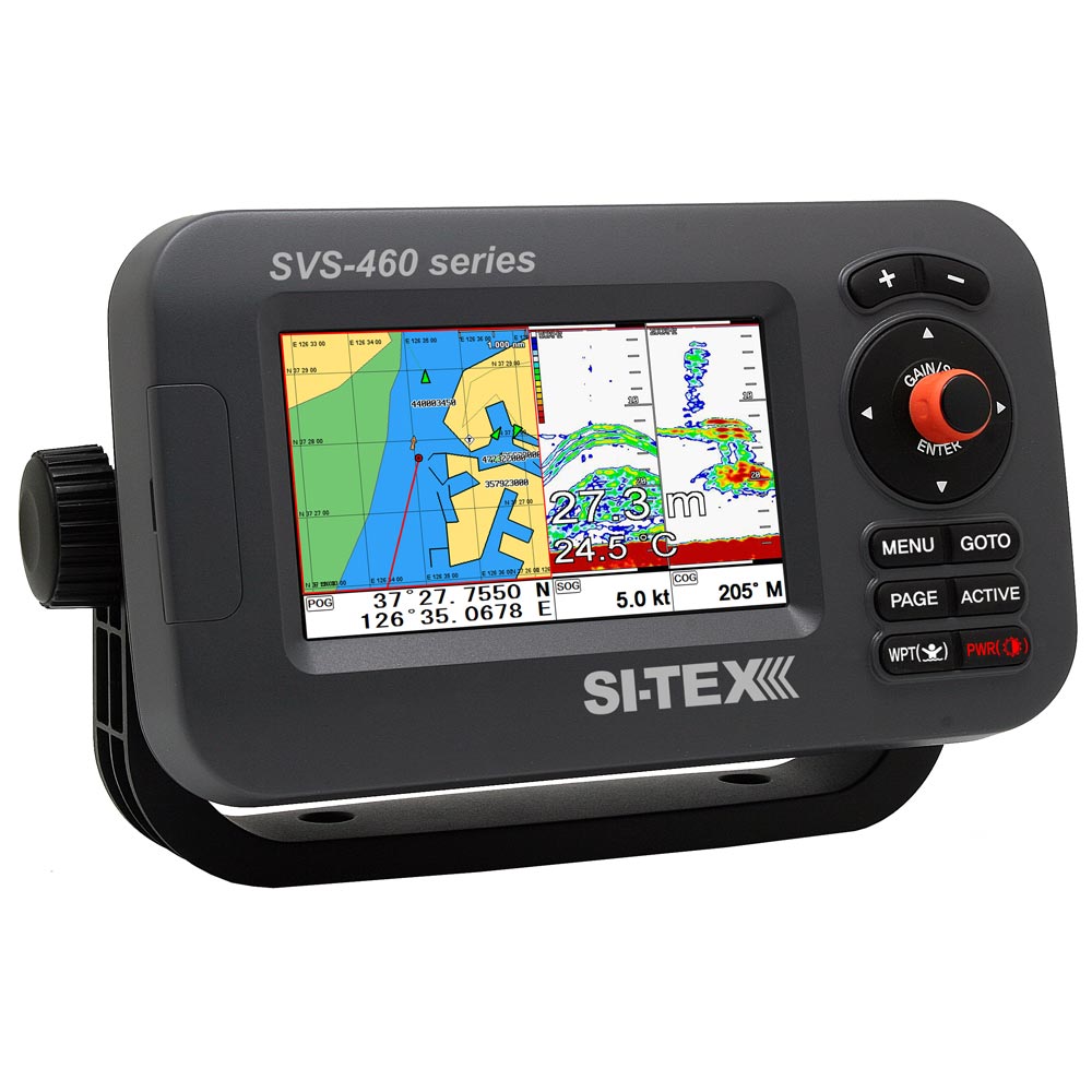 SI-TEX SVS-460CE Chartplotter - 4.3" Color Screen w/Internal  External GPS Antennas  Navionics+ Flexible Coverage - Deckhand Marine Supply