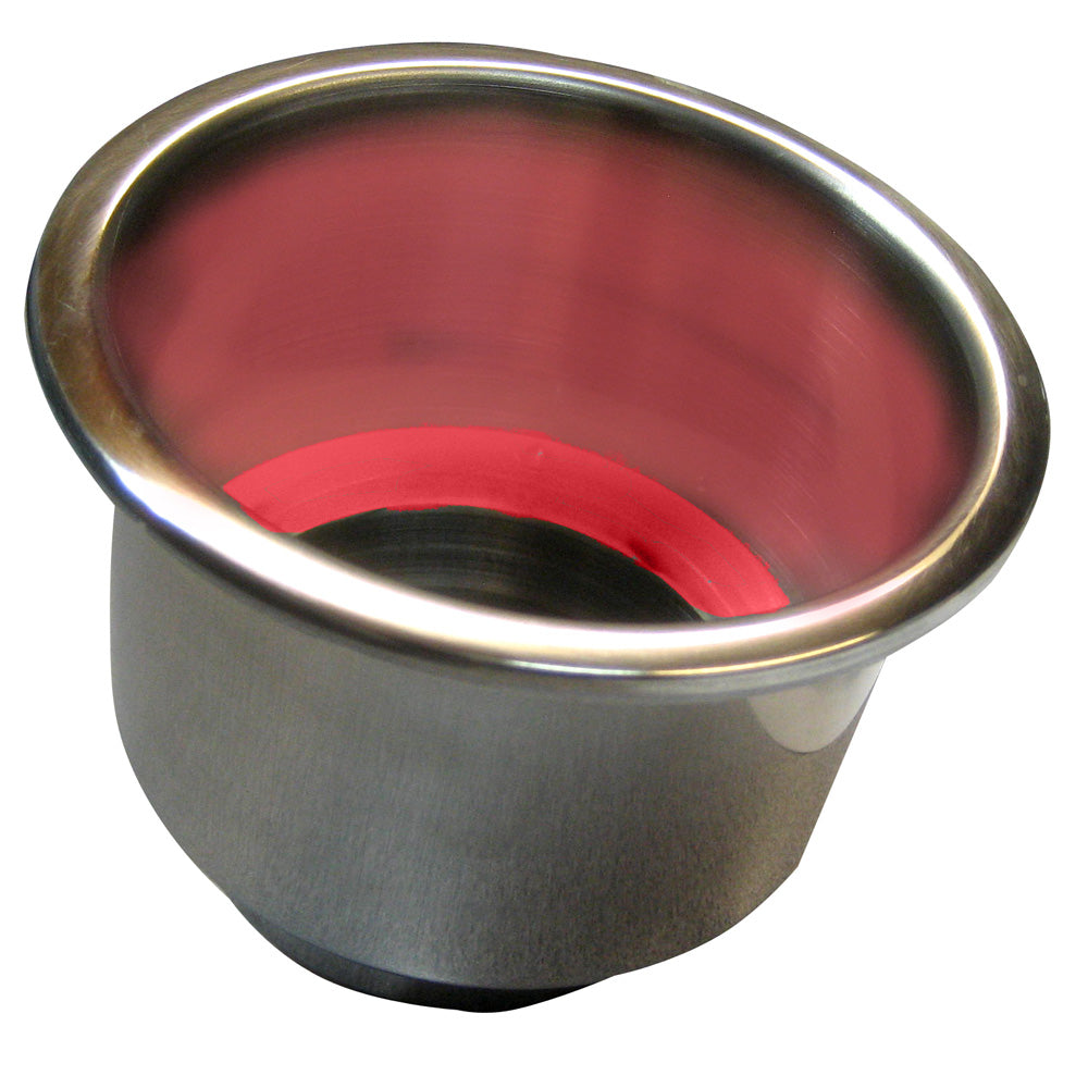 Whitecap Flush Mount Cup Holder w/Red LED Light - Stainless Steel - Deckhand Marine Supply
