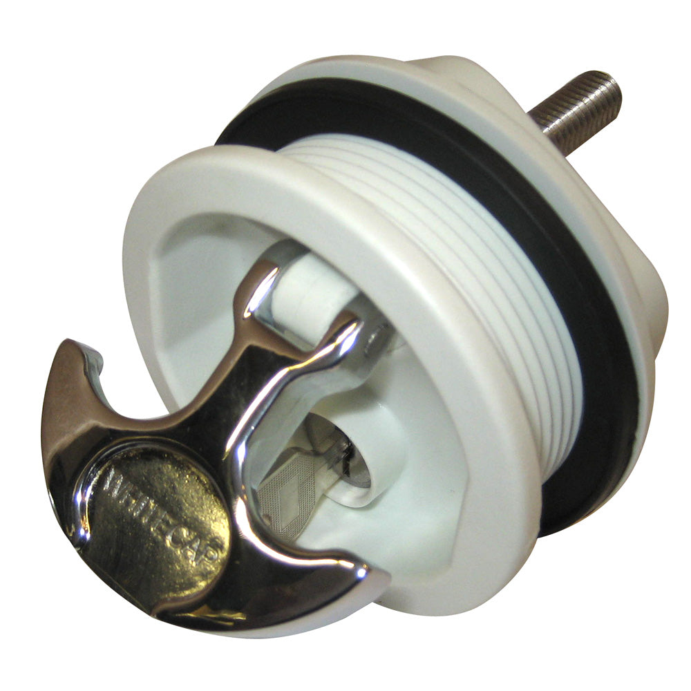 Whitecap T-Handle Latch - Chrome Plated Zamac/White Nylon - Locking - Freshwater Use Only - Deckhand Marine Supply