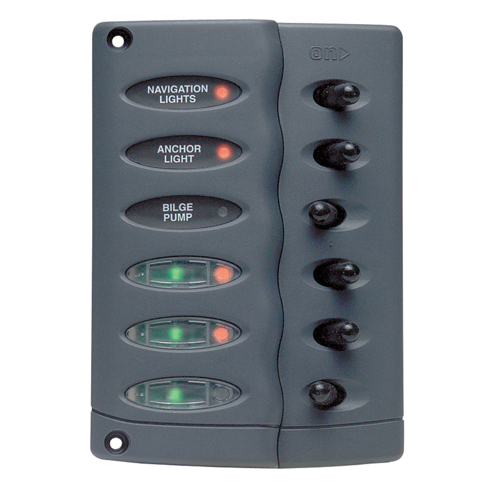 BEP Contour Switch Panel - Waterproof 6 Way - Deckhand Marine Supply