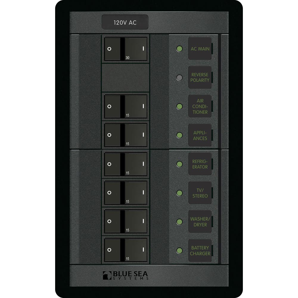 Blue Sea 1202 120V AC Main + 6 Positions - Vertical - Deckhand Marine Supply