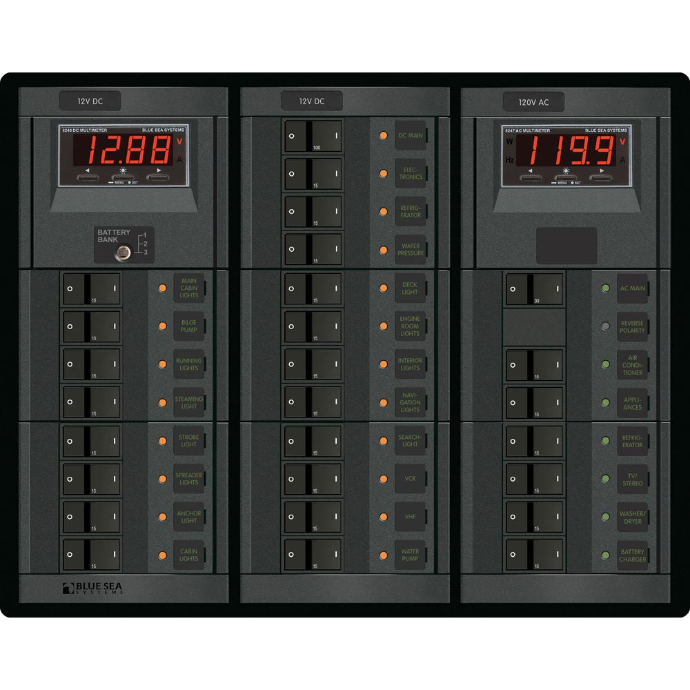 Blue Sea 1218 12V DC Main + 19 Positions / 120V AC Main + 6 Positions - Deckhand Marine Supply
