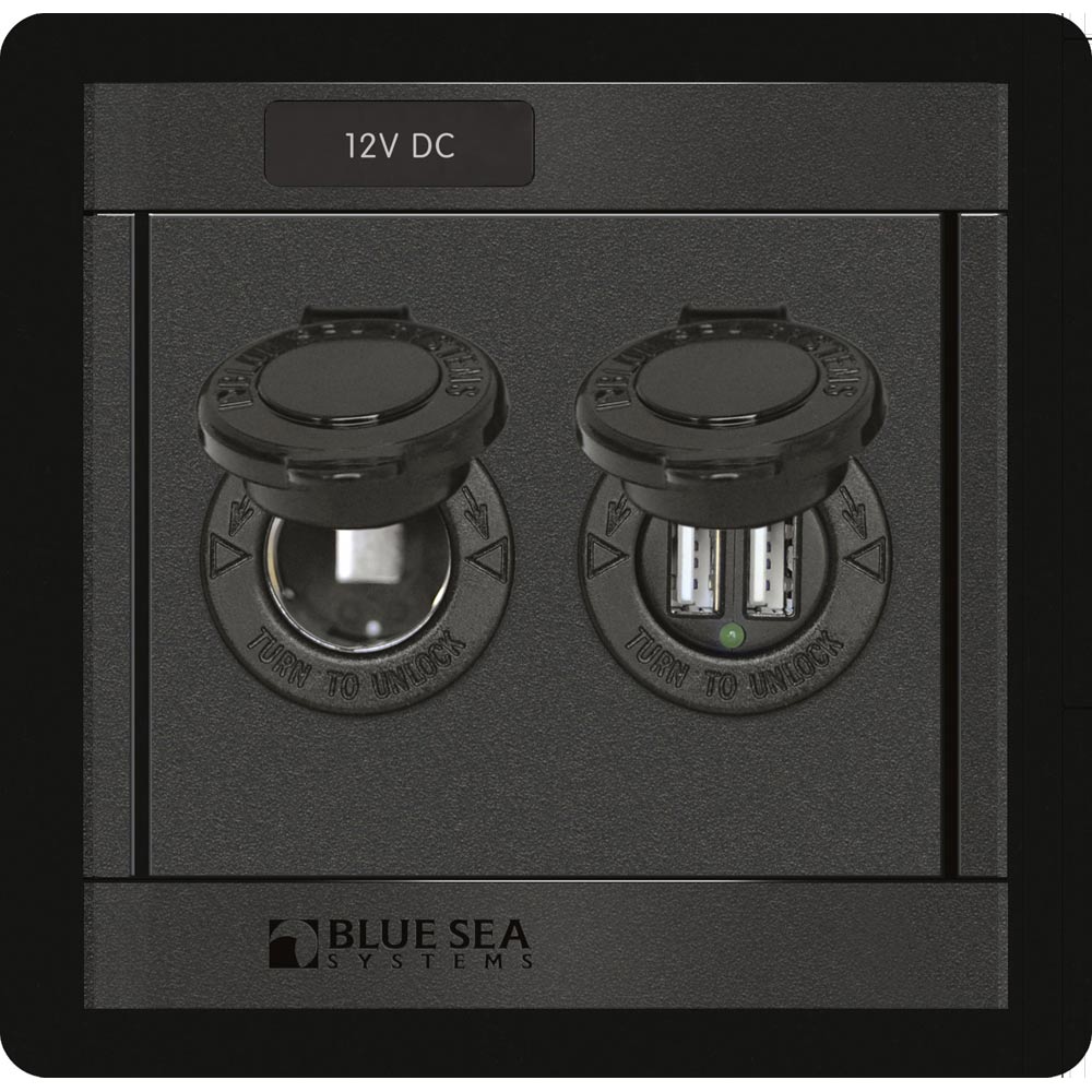 Blue Sea 1478 360 Panel - 12V DC Socket & Dual USB Charger - Deckhand Marine Supply