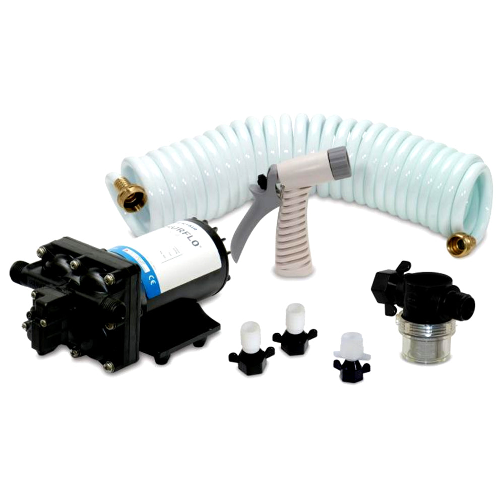Shurflo by Pentair BLASTERII Washdown Kit - 12VDC, 3.5GPM w/25 Hose, Nozzle, Strainer  Fittings - Deckhand Marine Supply