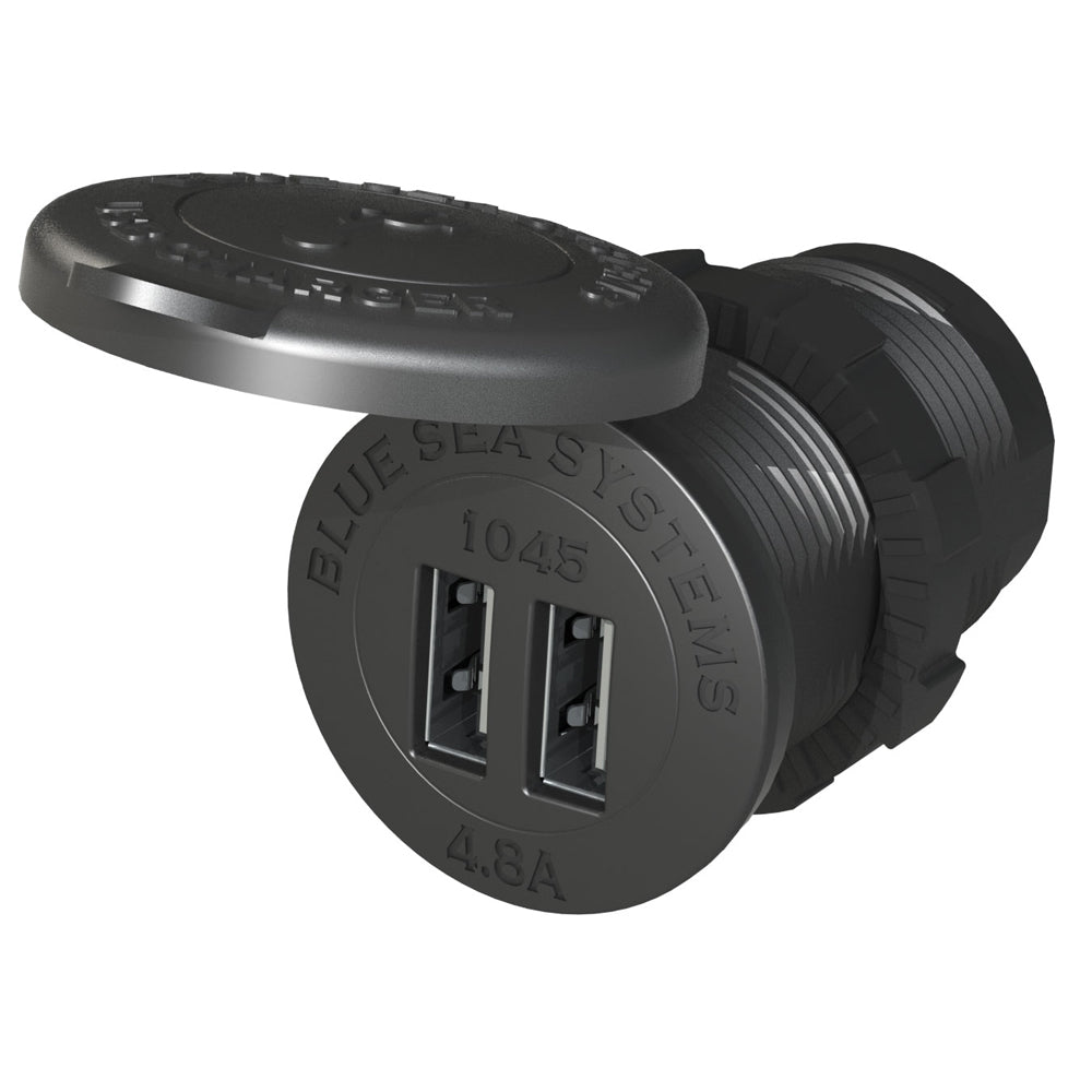 Blue Sea 1045 12/24V Dual USB Charger - 1-1/8" Socket Mount - Deckhand Marine Supply