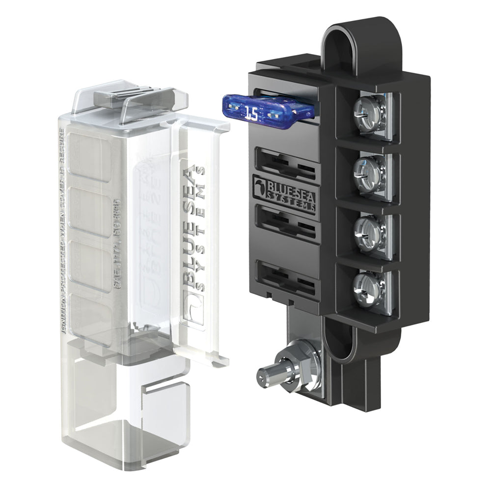 Blue Sea 5045 ST Blade Compact Fuse Blocks - 4 Circuits w/Cover - Deckhand Marine Supply
