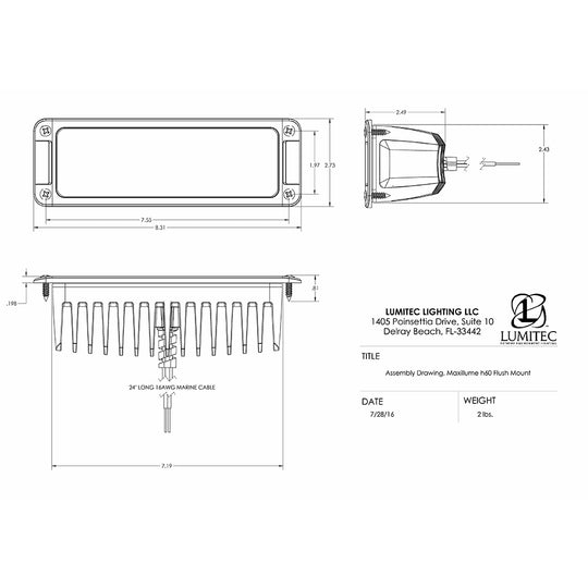 Lumitec Maxillumeh60 - Flush Mount Flood Light - White Housing - White Dimming - Deckhand Marine Supply