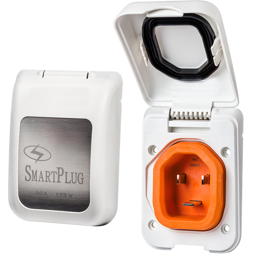 SmartPlug 30 AMP Male Non-Metallic Inlet Cover - White - Deckhand Marine Supply