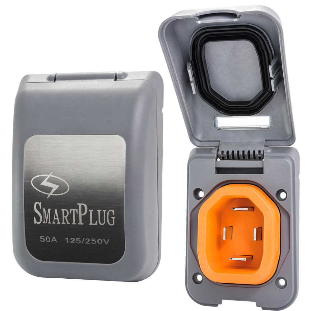 SmartPlug 50 AMP Male Non-Metallic Inlet Cover - Grey - Deckhand Marine Supply