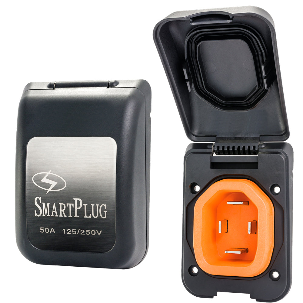 SmartPlug 50 AMP Male Non-Metallic Inlet Cover - Black - Deckhand Marine Supply