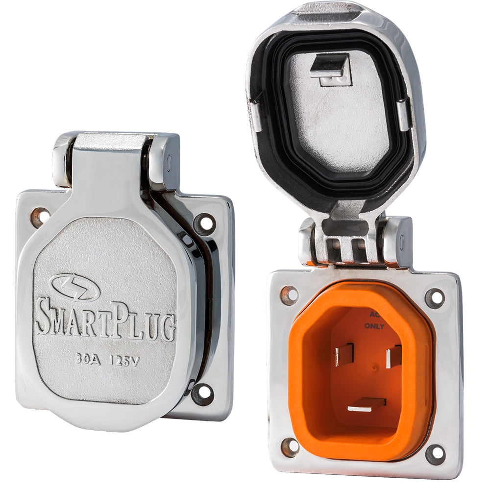 SmartPlug 30 AMP Male Inlet Cover - Stainless Steel - Deckhand Marine Supply