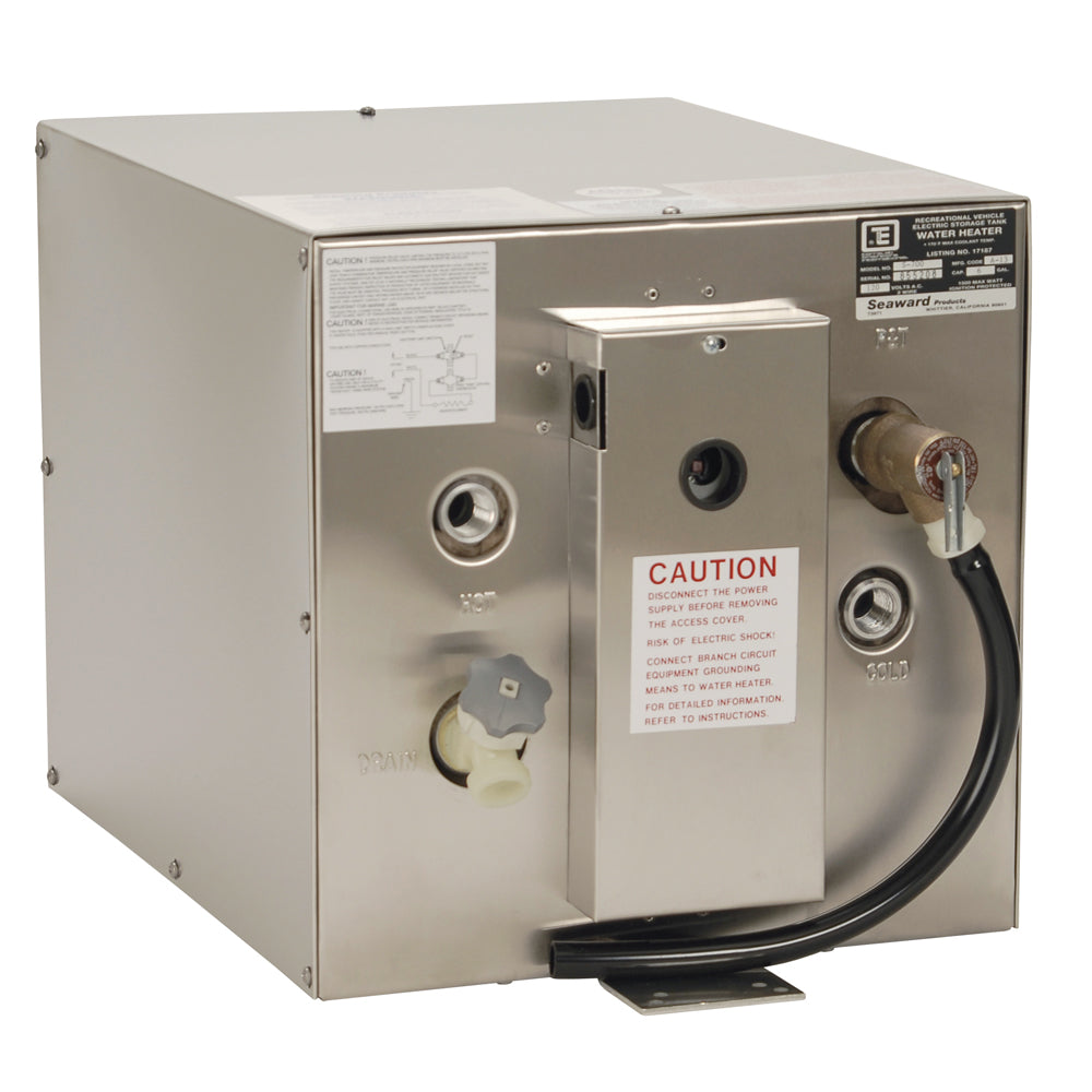 Whale Seaward 6 Gallon Hot Water Heater w/Rear Heat Exchanger - Stainless Steel - 120V - 1500W - Deckhand Marine Supply