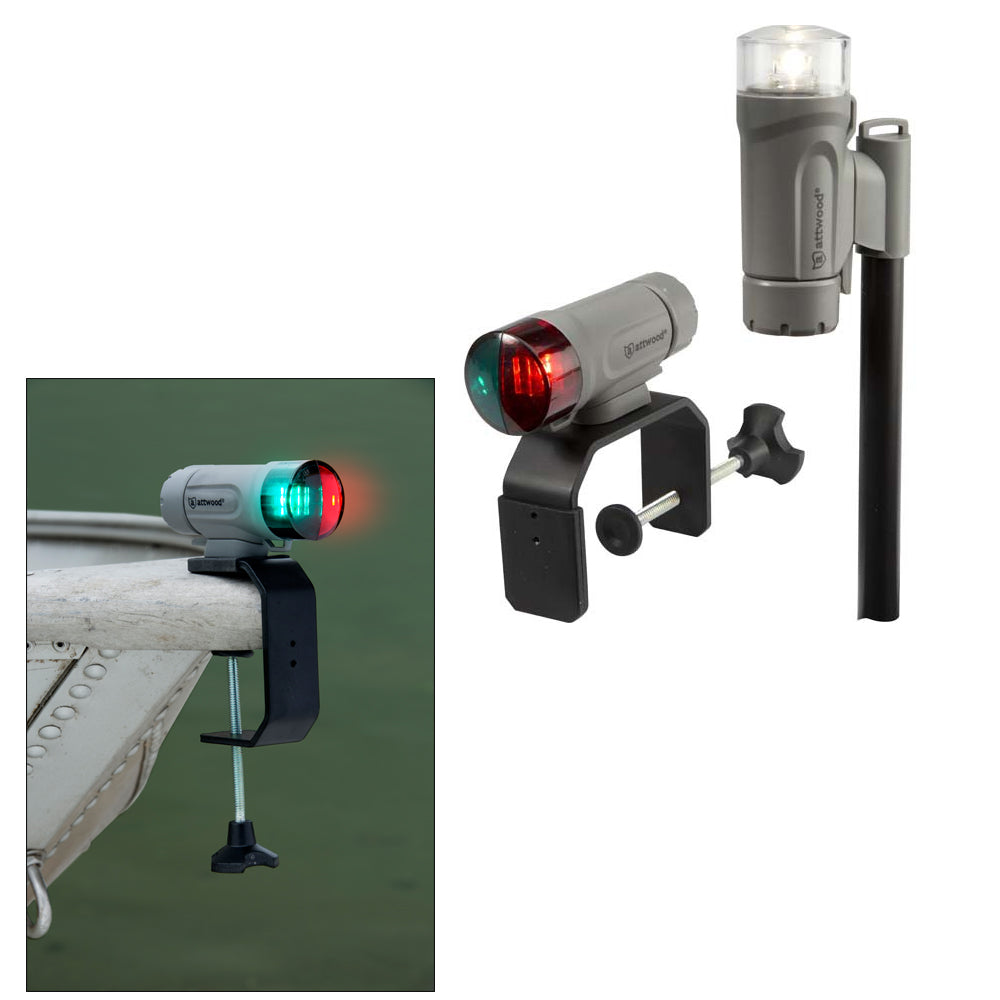 Attwood PaddleSport Portable Navigation Light Kit - C-Clamp, Screw Down or Adhesive Pad - Gray - Deckhand Marine Supply