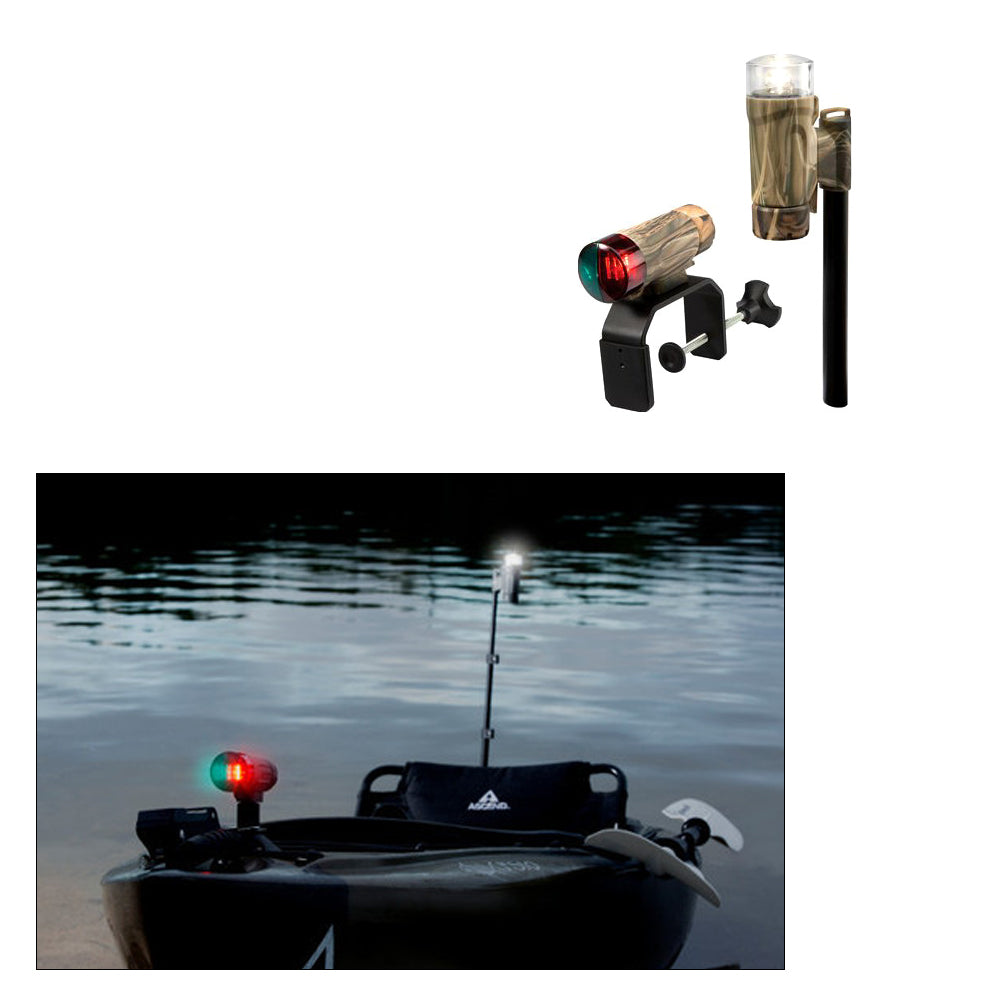 Attwood PaddleSport Portable Navigation Light Kit - C-Clamp, Screw Down or Adhesive Pad - RealTree Max-4 Camo - Deckhand Marine Supply
