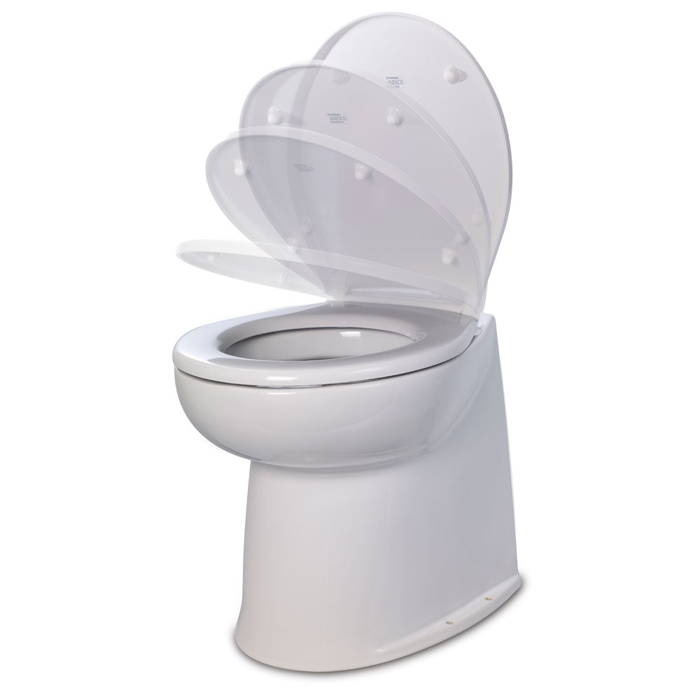 Jabsco 17" Deluxe Flush Fresh Water Electric Toilet w/Soft Close Lid - 12V - Deckhand Marine Supply