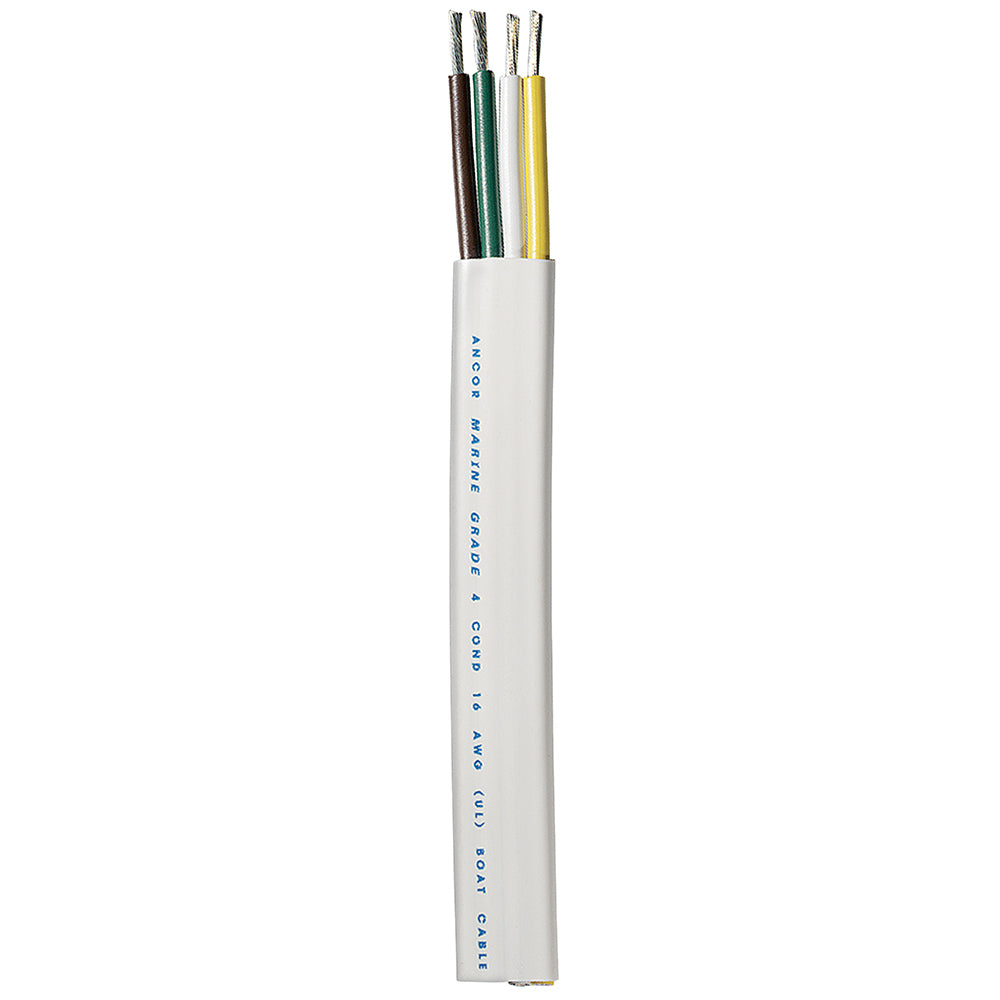 Ancor Trailer Cable - 16/4 AWG - Yellow/White/Green/Brown - Flat - 300' - Deckhand Marine Supply