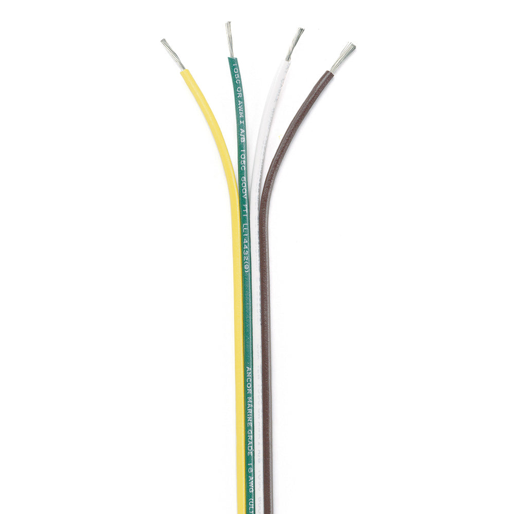 Ancor Ribbon Bonded Cable - 16/4 AWG - Brown/Green/White/Yellow - Flat - 100' - Deckhand Marine Supply