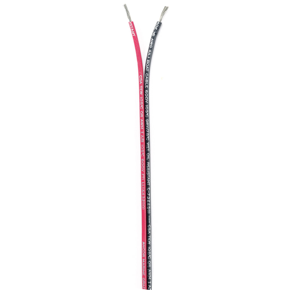 Ancor Ribbon Bonded Cable - 16/2 AWG - Red/Black - Flat - 500' - Deckhand Marine Supply