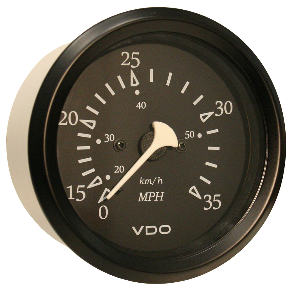 VDO Cockpit Marine 85mm (3-3/8") 35 MPH Pitot Speedometer - Black Dial/Bezel - Deckhand Marine Supply
