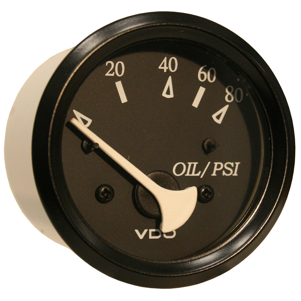 VDO Cockpit Marine Oil Pressure Gauge - 80 PSI - Black Dial/Bezel - Deckhand Marine Supply