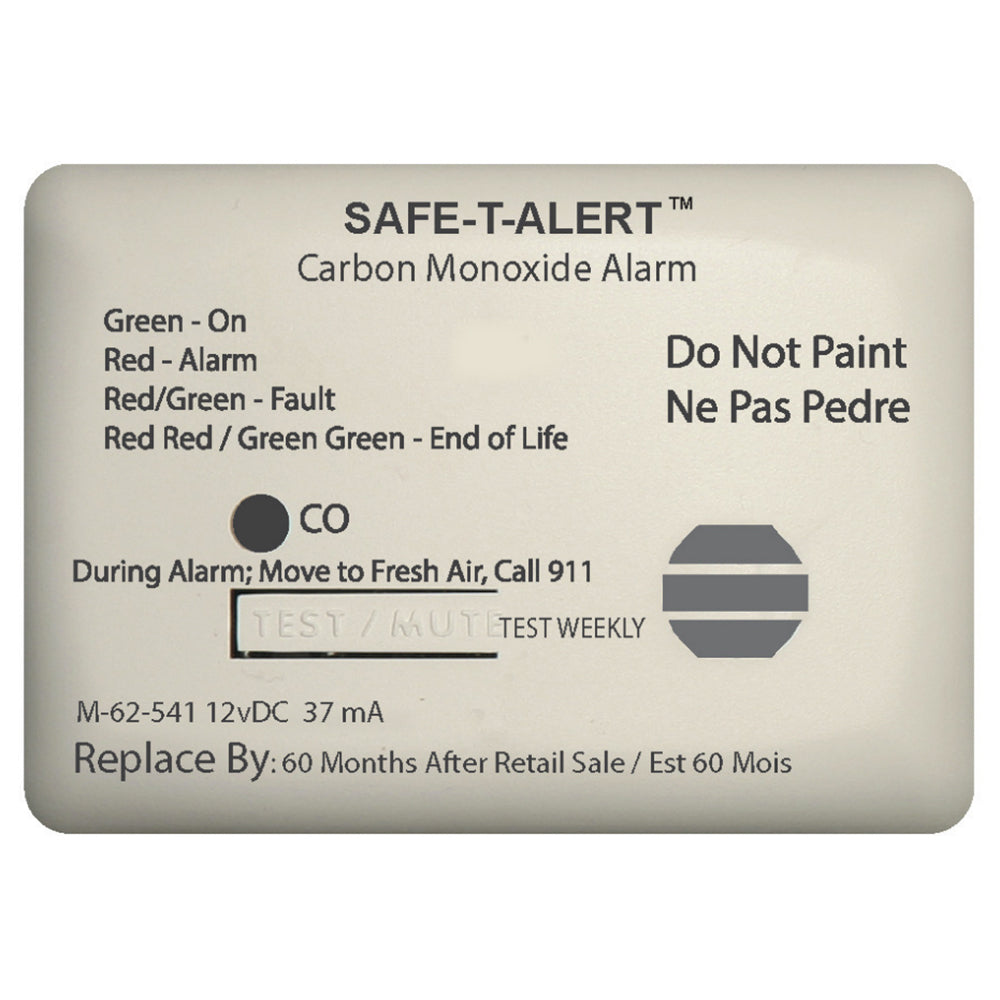Safe-T-Alert 62 Series Carbon Monoxide Alarm - 12V - 62-541-Marine Surface Mount - White - Deckhand Marine Supply