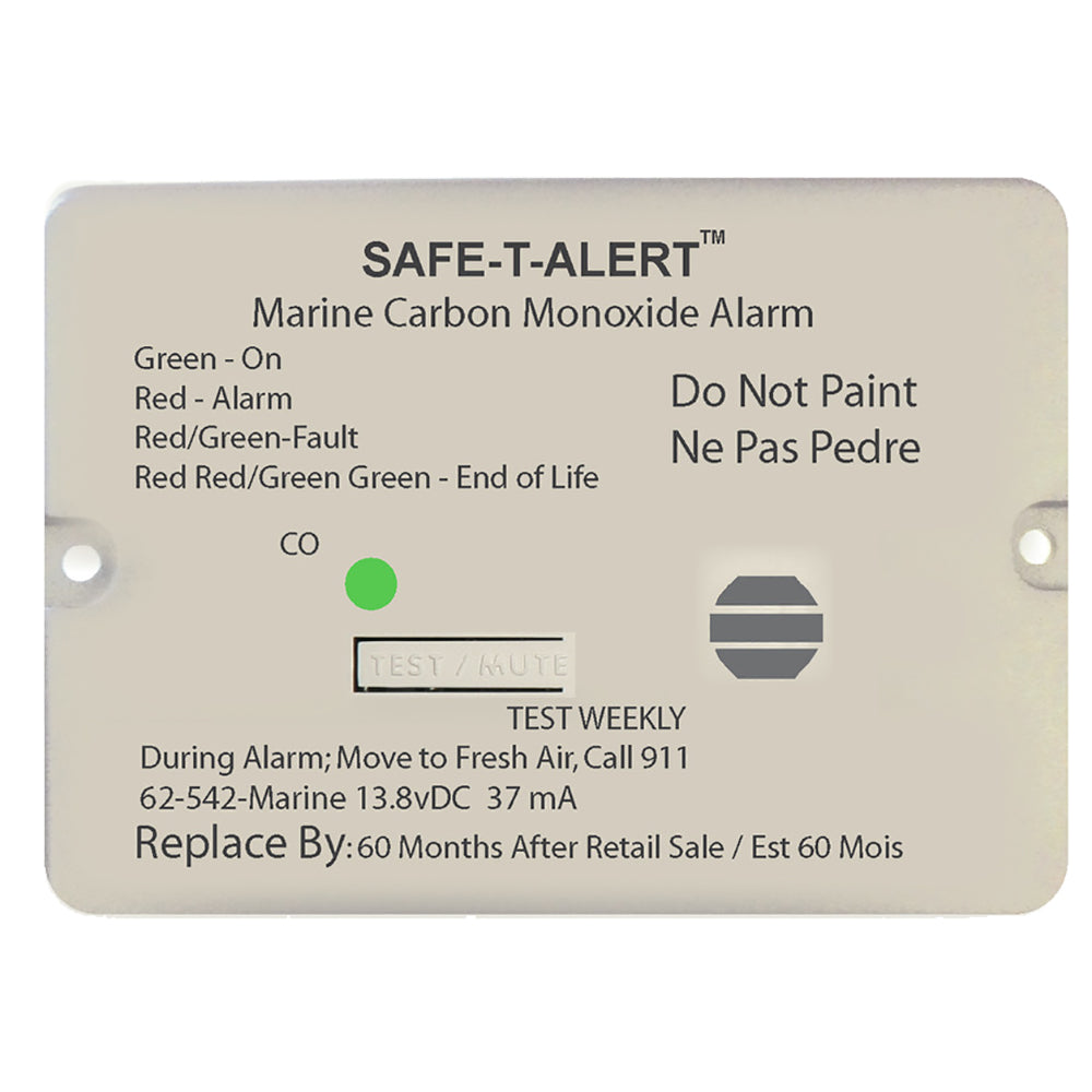 Safe-T-Alert 62 Series Carbon Monoxide Alarm - 12V - 62-542-Marine - Flush Mount - White - Deckhand Marine Supply