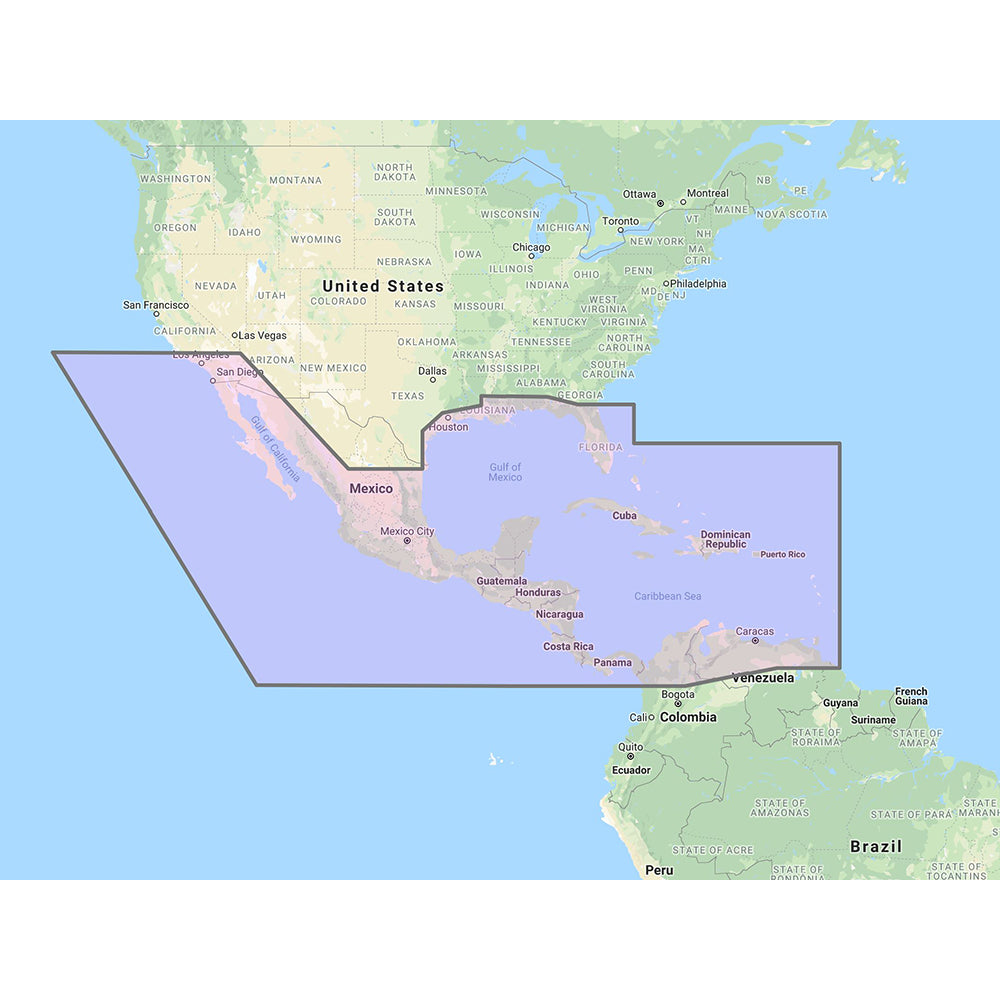 Furuno Central America, Caribbean  Part of Mexico Vector Chart - 3D Data  Standard Resolution Satellite Photos - Unlock Code - Deckhand Marine Supply