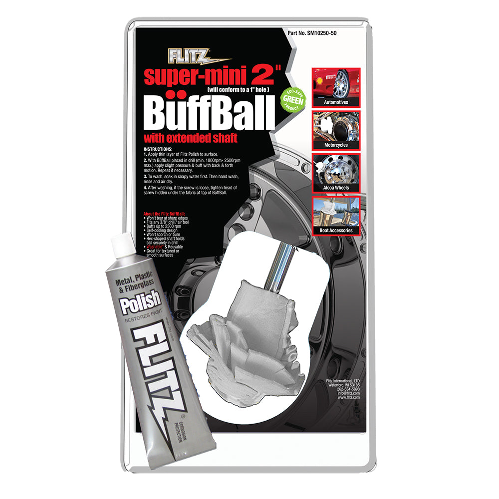Flitz Buff Ball - Super Mini 2" - White w/1.76oz Tube Flitz Polish - Deckhand Marine Supply