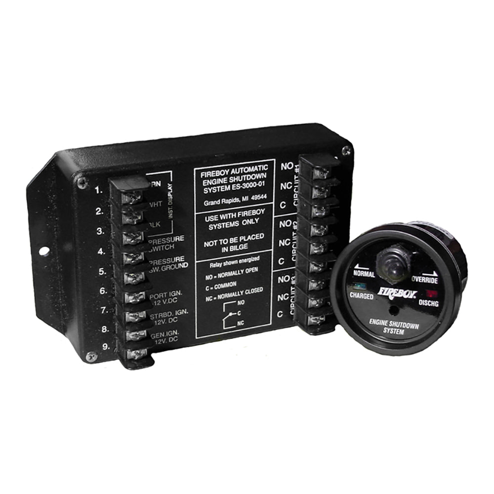 Fireboy-Xintex Engine Shutdown - 5 Circuit w/20A Relays - Round Display - Deckhand Marine Supply