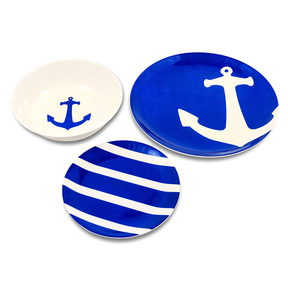 Camco 12-Piece Dinnerware Set - BPA Free - Serves 4 - Deckhand Marine Supply