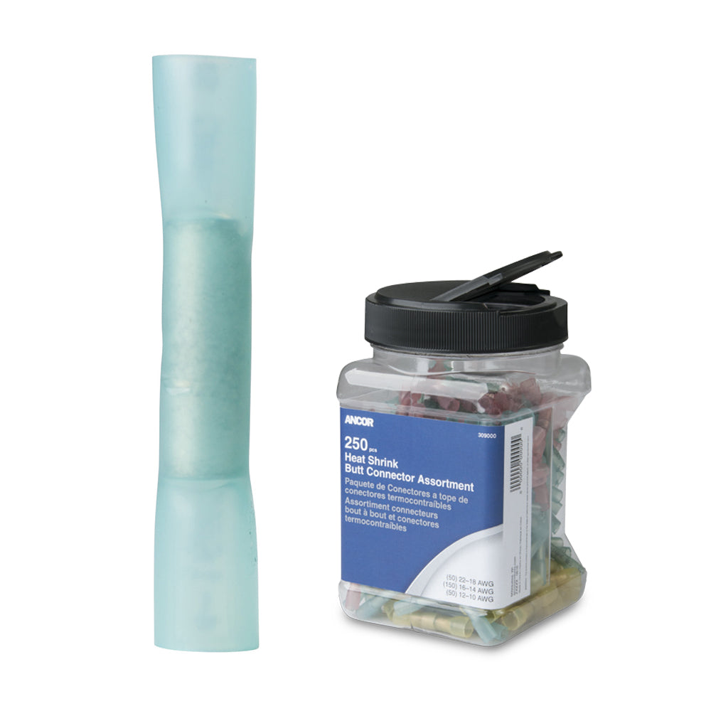 Ancor 16-14 AWG Heat Shrink Butt Connector - 250-Pieces - Jar - Deckhand Marine Supply