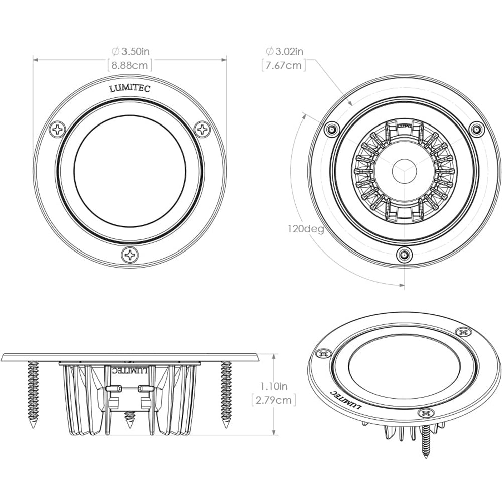 Lumitec Shadow - Flush Mount Down Light - White Finish - Spectrum RGBW - Deckhand Marine Supply