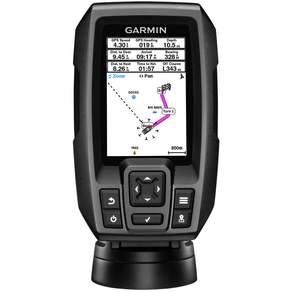 Garmin STRIKER 4 Fishfinder Worldwide Version w/77/200kHz - 4-Pin Transducer w/Transom & Trolling Motor Mounts - Deckhand Marine Supply