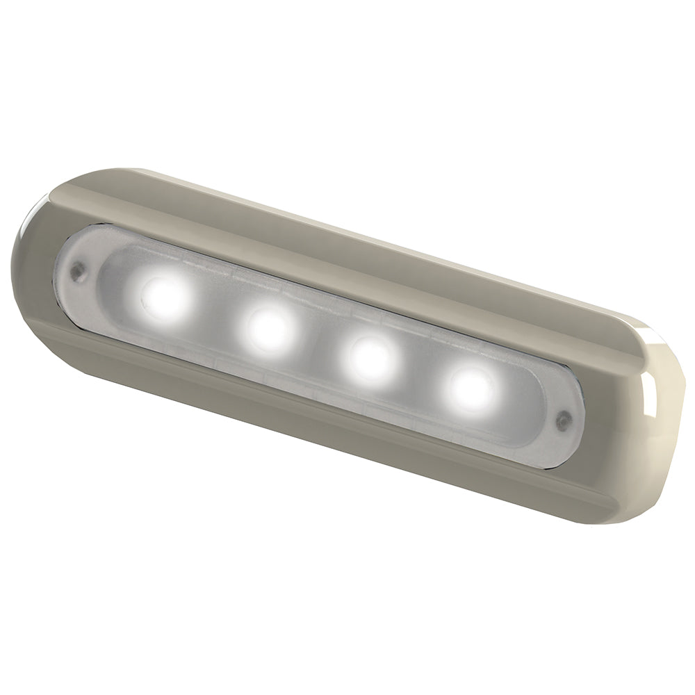 TACO 4-LED Deck Light - Flat Mount - White Housing - Deckhand Marine Supply