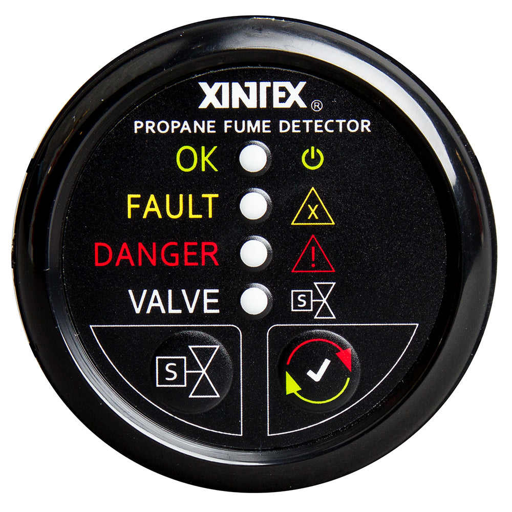 Fireboy-Xintex Propane Fume Detector w/Automatic Shut-Off  Plastic Sensor - No Solenoid Valve - Black Bezel Display - Deckhand Marine Supply