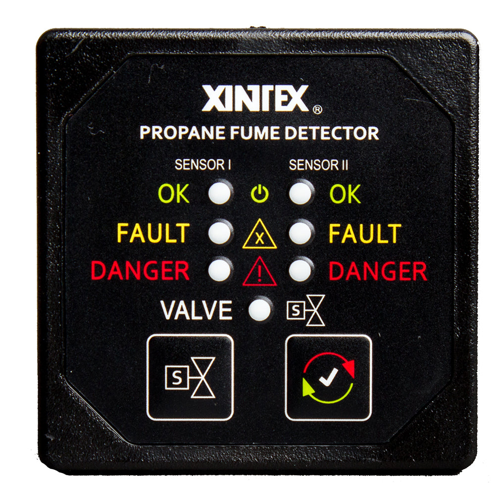 Fireboy-Xintex Propane Fume Detector w/2 Plastic Sensors - No Solenoid Valve - Square Black Bezel Display - Deckhand Marine Supply