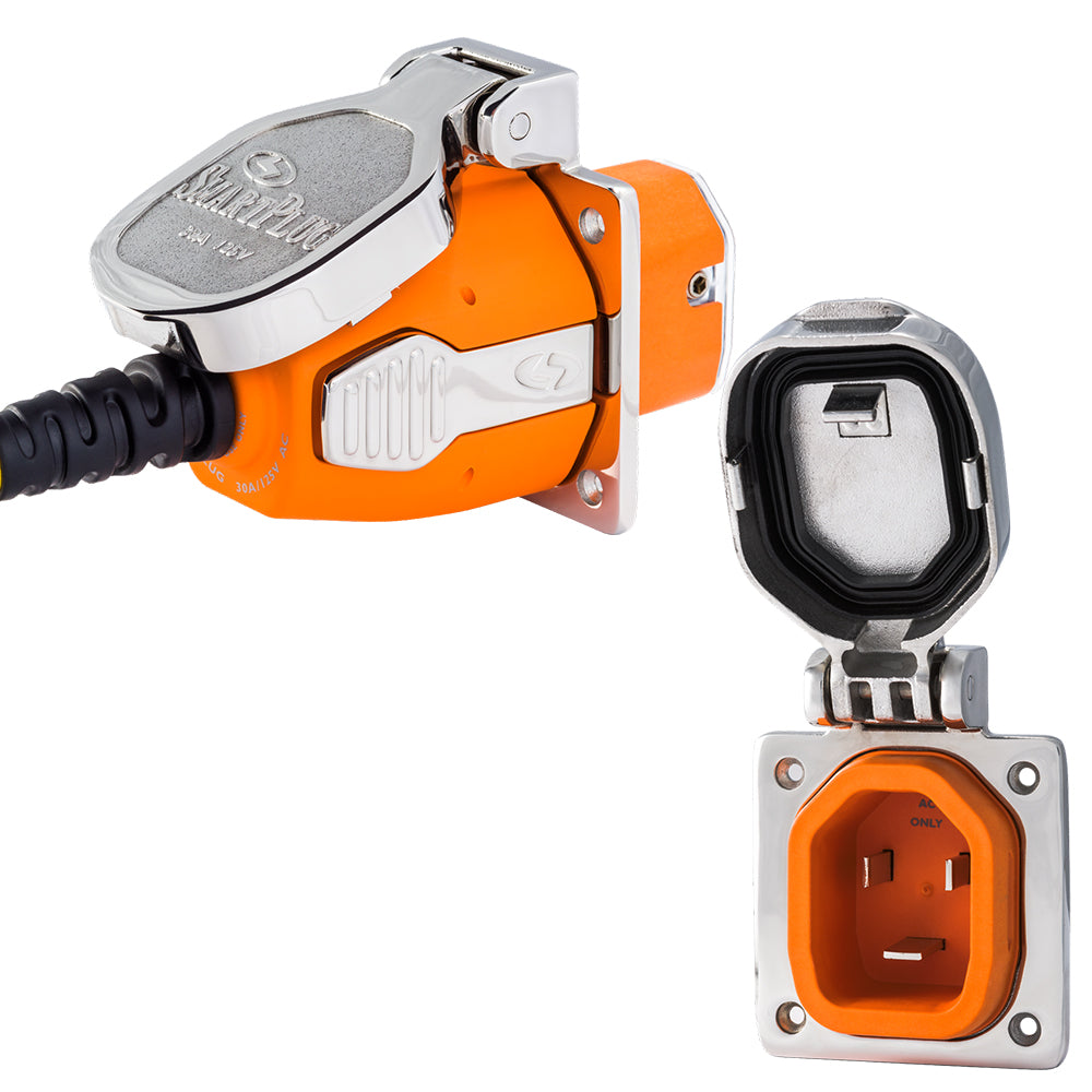 SmartPlug 30 AMP Inlet  Female Cord Connector Combo - Stainless Steel - Deckhand Marine Supply