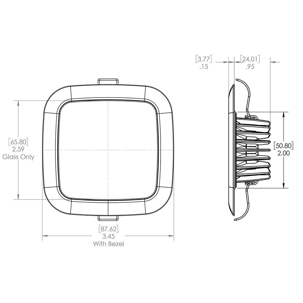 Lumitec Square Mirage Down Light - White Dimming, Red/Blue Non-Dimming - Polished Bezel - Deckhand Marine Supply