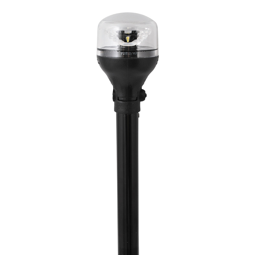 Attwood LightArmor All-Around Light - 12" Black Pole - Black Horizontal Composite Base w/Adapter - Deckhand Marine Supply