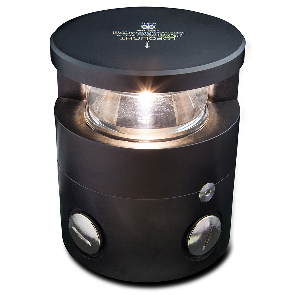 Lopolight Series 300-036 - Masthead Light - 5NM - Horizontal Mount - White - Black Housing - Deckhand Marine Supply