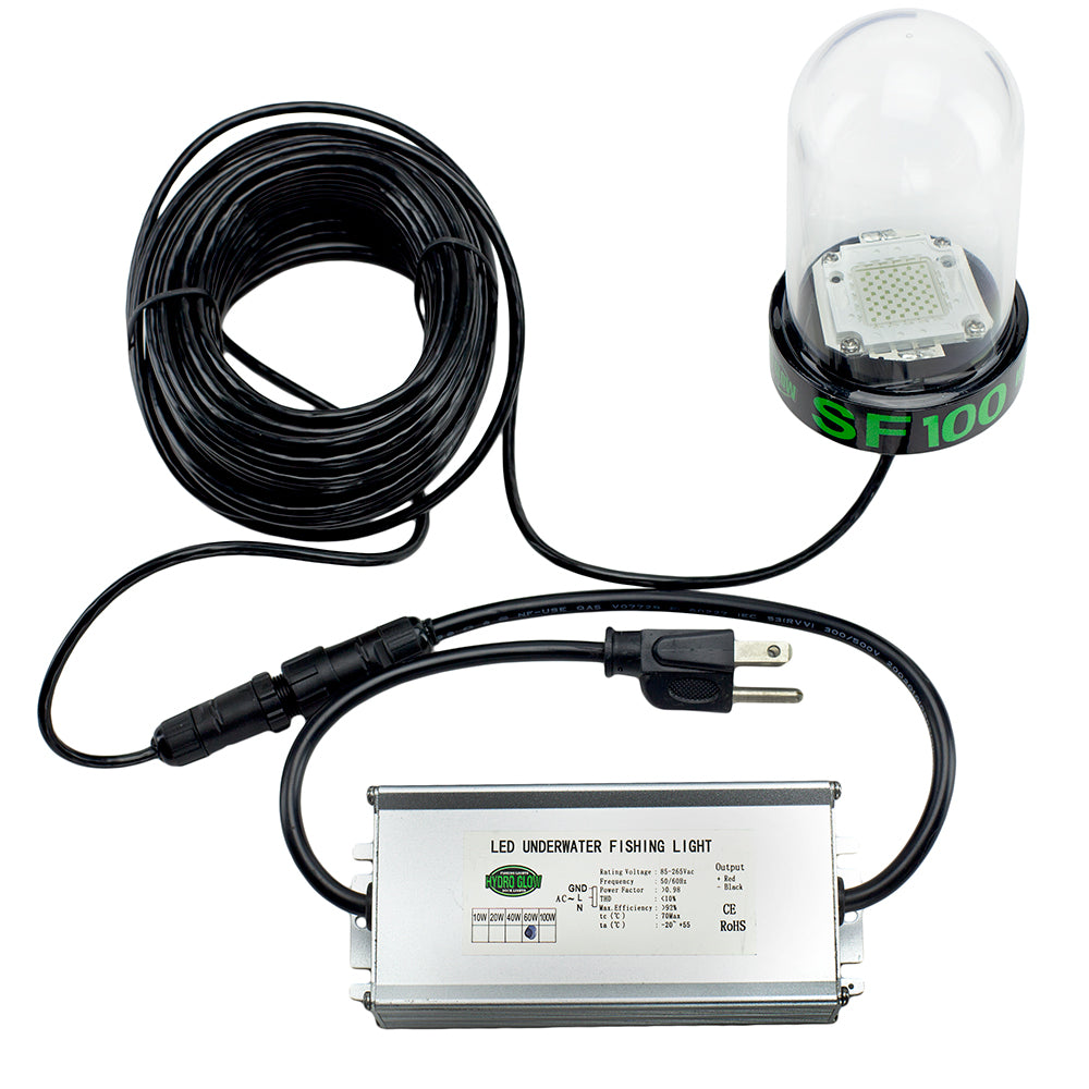 Hydro Glow SF100G 100W/120VVAC Underwater Dock Light - Green Anchored To Bottom - Deckhand Marine Supply