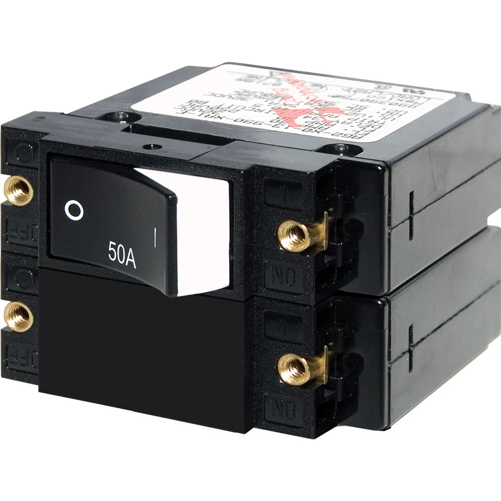 Blue Sea 7577 A-Series Raised Rocker Circuit Breaker - Double Pole - 50A - Deckhand Marine Supply