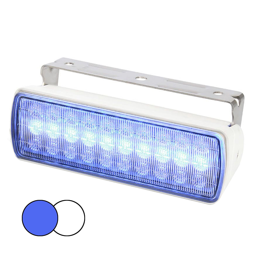 Hella Marine Sea Hawk XL Dual Color LED FloodLights - Blue/White LED - White Housing - Deckhand Marine Supply