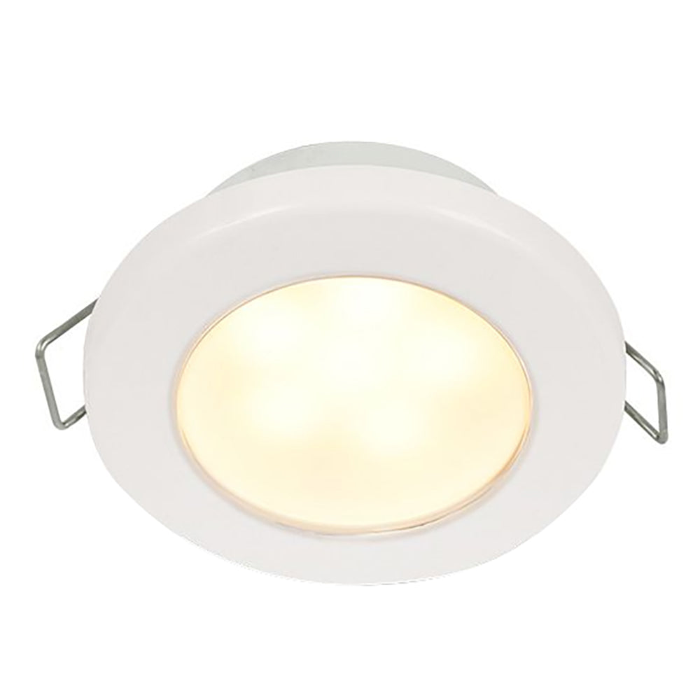 Hella Marine EuroLED 75 3" Round Spring Mount Down Light - Warm White LED - White Plastic Rim - 12V - Deckhand Marine Supply