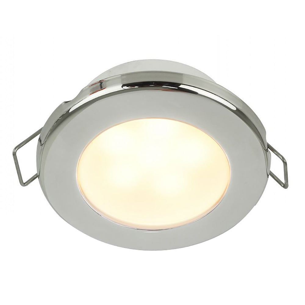 Hella Marine EuroLED 75 3" Round Spring Mount Down Light - Warm White LED - Stainless Steel Rim - 24V - Deckhand Marine Supply