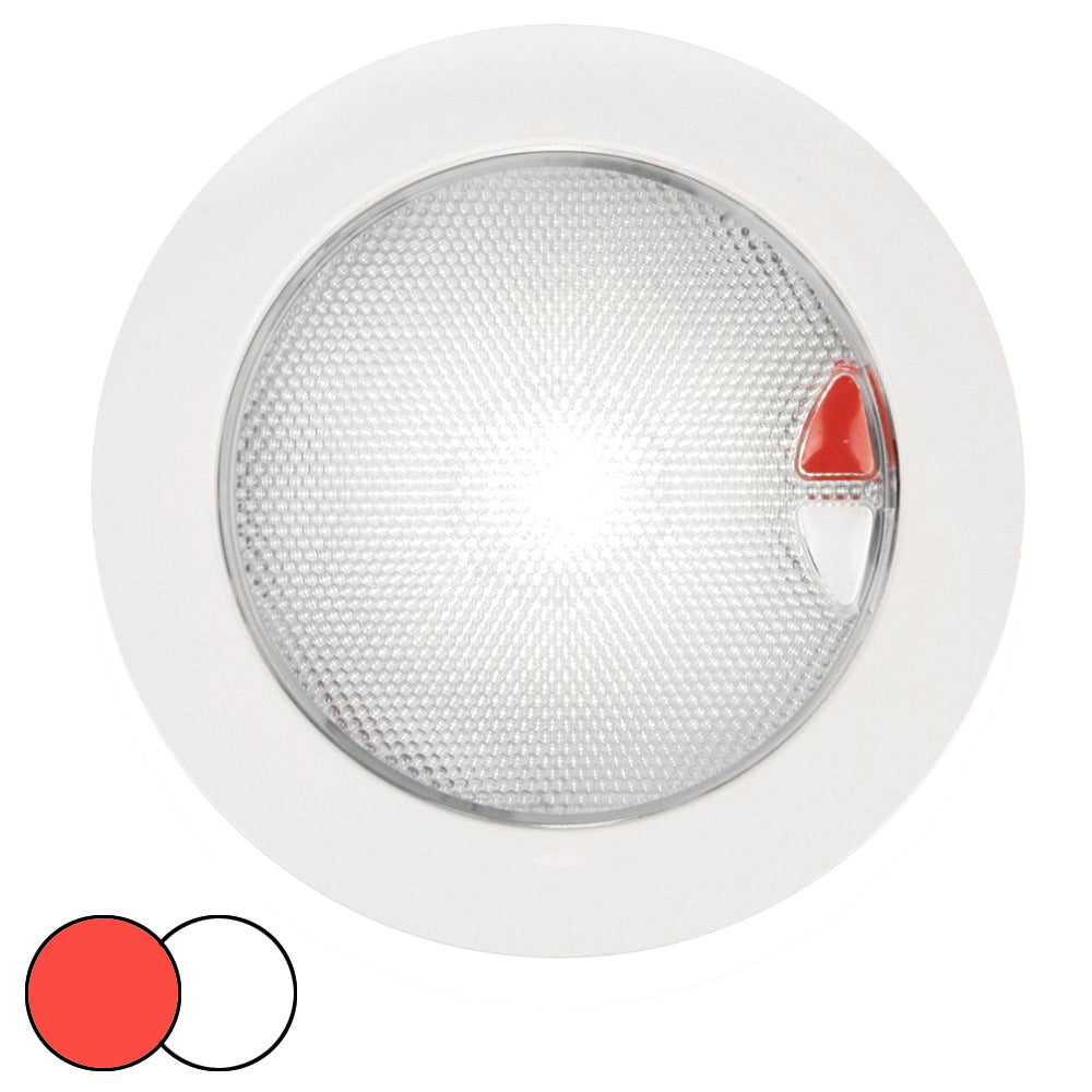 Hella Marine EuroLED 150 Recessed Surface Mount Touch Lamp - Red/White LED - White Plastic Rim - Deckhand Marine Supply