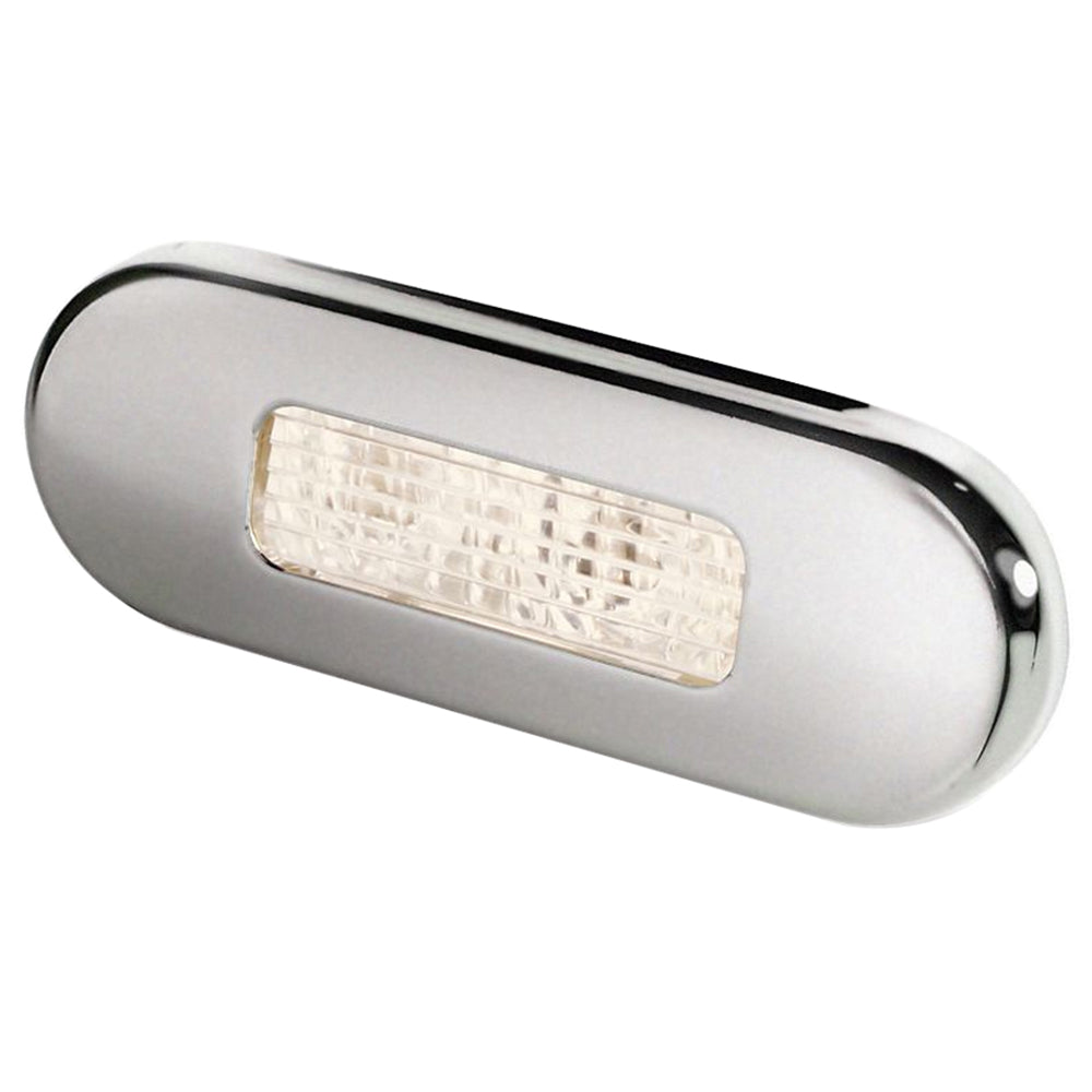 Hella Marine Surface Mount Oblong LED Courtesy Lamp - Warm White LED - Stainless Steel Bezel - Deckhand Marine Supply