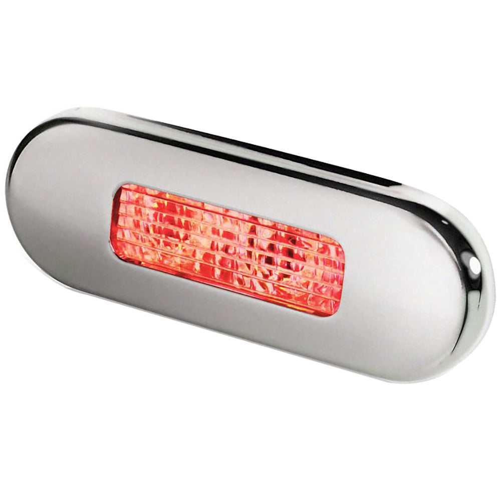 Hella Marine Surface Mount Oblong LED Courtesy Lamp - Red LED - Stainless Steel Bezel - Deckhand Marine Supply