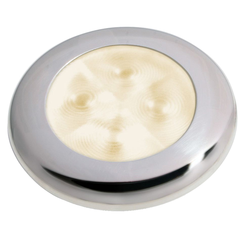 Hella Marine Slim Line LED 'Enhanced Brightness' Round Courtesy Lamp - Warm White LED - Stainless Steel Bezel - 12V - Deckhand Marine Supply