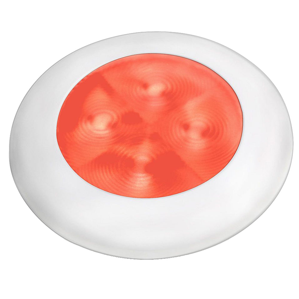 Hella Marine Slim Line LED 'Enhanced Brightness' Round Courtesy Lamp - Red LED - White Plastic Bezel - 12V - Deckhand Marine Supply